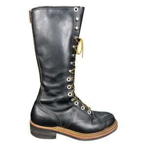 Vintage Men’s 15” Linesman Black Leather Soft Toe Lace Up Boots Size US 10.5
